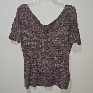 Dots Maroon and Gray Knit Top